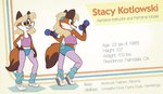 80's_theme aerobics anthro black_nose blonde_hair blue_eyes brown_tail_tip clothed clothing dipstick_tail exercise female fur gloves_(marking) hair leg_warmers legwear markings midriff navel orange_body orange_fur retro shirt solo tail tail_markings tank_top text topwear workout sonderjen stacy_kotlowski canid canine fox mammal english_text