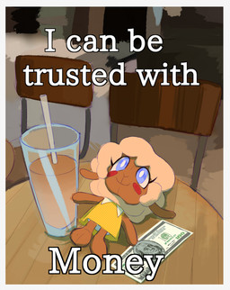:3 ambiguous_gender animal_plushie banknote beverage black_outline blue_eyes blush border bottomwear brown_body brown_fur cat_smile chair clothed clothed_plushie clothing coffee coffee_cup coffee_shop collar container crossdressing crossdressing_male cup currency doll dress drinking_straw eyelashes femboy fur furniture glass glass_container glass_cup hair male money outline painted_background plushie smile solo stylized_text table tan_hair text united_states_dollar white_border white_bottomwear white_clothing white_collar white_text yellow_clothing yellow_dress heresvix benjamin_franklin dani_(heresvix) bovid caprine mammal sheep 2025 english_description english_text hi_res promotional_material