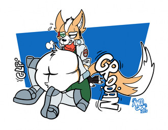 anthro belly big_belly bodily_fluids breath claws clenched_teeth clothed clothing fur groaning_belly inner_ear_fluff male navel obese obese_anthro obese_male overweight overweight_anthro overweight_male sitting solo sound_effects sweat tail teeth text tuft vore whiskers awoogasm nintendo star_fox fox_mccloud canid canine fox mammal 2021 signature