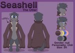 anthro feral male solo text blueflarefox1 seashell_(seashelltheotter) mammal mustelid otter english_text model_sheet nonbinary_(lore)