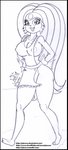 anthro apron apron_only black_border border breasts clothing crown female hair headgear long_hair looking_at_viewer mostly_nude nipples solo text jojocoso bucky_o'hare_(series) jenny_(bucky_o'hare) domestic_cat felid feline felis mammal hi_res url