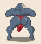 abs anthro back_muscles backsack balls big_butt blush bulge butt butt_focus clothing fin genitals looking_at_viewer looking_back male muscular muscular_anthro muscular_male rear_view red_clothing red_underwear solo thong tight_underwear underwear redeyedgazer level-5 yo-kai_watch indiana_jaws_(yo-kai_watch) fish marine shark hi_res