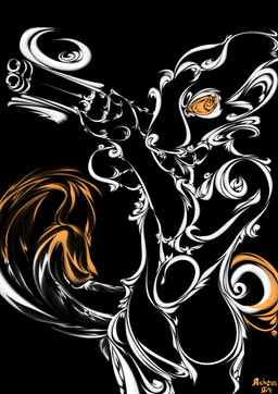 anthro black_background fluffy fluffy_tail gun holding_gun holding_object holding_ranged_weapon holding_weapon male ranged_weapon simple_background solo standing tail text weapon ashcus casualties:_unknown gunsaw expie_(gunsawian) gunsawian absurd_res artist_name hi_res