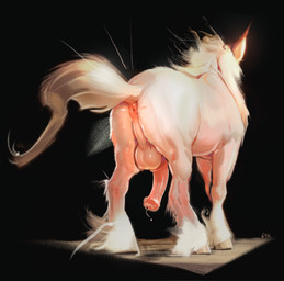 animal_genitalia animal_penis anus balls black_background blonde_hair bodily_fluids equine_genitalia equine_penis erection feathering feral fluffy fluffy_tail fur genital_fluids genitals hair hooves long_hair male medial_ring penis pink_penis precum puffy_anus quadruped simple_background solo tail warm_lighting white_body white_fur 64k draft_horse equid equine horse mammal absurd_res hi_res