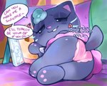 anthro butt butt_focus chibi clothing electronics female lying narrowed_eyes panties phone pink_clothing pink_panties pink_underwear solo speech_bubble text underwear warning_symbol ligma_(artist) onegai_my_melody sanrio skibidi_toilet frido_(hello_kitty) my_melody english_text hi_res