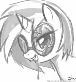 dripping eyewear fangs female feral glasses horn simple_background solo sunglasses teeth white_background john_joseco friendship_is_magic hasbro my_little_pony mythology vinyl_scratch_(mlp) equid equine mammal mythological_creature mythological_equine unicorn vampire 2012 black_and_white monochrome