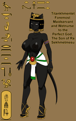 anthro big_breasts bob_cut bracelet breasts clothed clothing egyptian egyptian_clothing female footwear fur hair hieroglyphics high_heels huge_breasts jewelry mature_anthro mature_female nipples piercing ring shoes simple_background solo tail text topless imierbenety titankhmentet domestic_cat felid feline felis mammal 2026 absurd_res colored digital_drawing_(artwork) digital_media_(artwork) english_text hi_res model_sheet