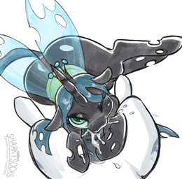 1_horn animal_genitalia animal_penis black_body black_horn black_penis blue_eyes blue_hair blue_tail blue_wings bodily_fluids butt cum cum_in_mouth cum_inside cum_splatter cutie_mark duo equine_genitalia equine_penis erection eyelashes faceless_character faceless_feral faceless_male fellatio female female_feral female_focus female_penetrated feral feral_on_feral feral_penetrated feral_penetrating feral_penetrating_feral first_person_view genital_fluids genitals glistening glistening_butt glistening_eyes green_eyes hair hole_(anatomy) horn looking_at_viewer looking_up looking_up_at_viewer lying male male/female male_feral male_penetrating male_penetrating_female medial_ring multicolored_eyes on_back on_side one_eye_closed oral penetrating_pov penetration penile penis sex simple_background solo_focus tail text translucent translucent_wings two_tone_eyes vein veiny_penis white_background white_body wings sharkysocks friendship_is_magic hasbro my_little_pony mythology queen_chrysalis_(mlp) shining_armor_(mlp) changeling equid equine mammal mythological_creature mythological_equine unicorn 2026 artist_name digital_media_(artwork) hi_res