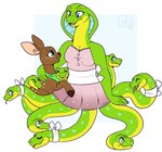 ancillary_head anguiped breasts cleavage clothed clothing cuddling dress duo female feral hug kerchief male young young_female young_feral lulubell sylene_(blissey1) deer mammal reptile scalie snake