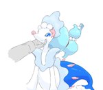 ambiguous_gender anthro blue_eyes blue_hair caressing_head disembodied_hand duo eyelashes gem hair pearl_(gem) simple_background smile starfish_(accessory) tail white_body son_foxeater nintendo pokemon asterozoan echinoderm generation_7_pokemon human mammal marine pokemon_(species) primarina starfish 2025 hi_res