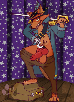 animal_genitalia animal_penis anthro balls belt big_balls big_penis bottomwear breasts canine_genitalia canine_penis clothed clothing coat erection eye_patch eyewear fingering fur genitals hook knot knotted_penis locker looking_at_viewer machine male melee_weapon multicolored_body orange_body orange_fur pants penis pirate presenting presenting_penis sheath sheath_fingering sheath_play sheath_pull solo sword tail topwear trenchcoat weapon lobo_guarana five_nights_at_freddy's scottgames foxy_(fnaf) animatronic canid canine fox mammal robot digital_media_(artwork)