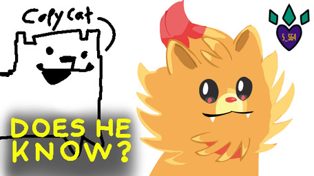 ambiguous_gender duo feral fur orange_body orange_fur simple_background text shicken_sugget64 does_he_know_(meme) nintendo pokemon pokemon_winds_and_waves undertale_(series) annoying_dog_(undertale) canid canine generation_10_pokemon mammal pokemon_(species) pombon 2026 english_text