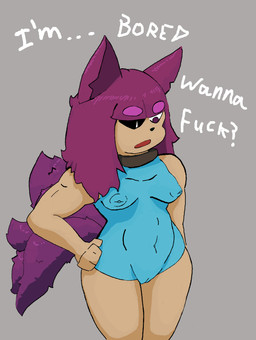 anthro biped bodysuit camel_toe clothing collar female female_anthro heterochromia nipple_outline requesting sex_request skin_tight_suit skinsuit solo tight_clothing ails canid canine mammal absurd_res hi_res