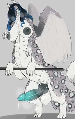 animal_genitalia animal_penis barbed_canine_penis bedroom_eyes big_breasts black_sclera blue_eyes bodily_fluids breasts canine_genitalia canine_penis cum_dripping_from_penis feathered_wings feathers female fluffy genital_fluids genitals gynomorph hair hair_over_eye heavy_balls hybrid_genitalia hybrid_penis intersex knot mature_female multi_nipple narrowed_eyes nipples on_hind_legs paws_on_bar penile_spines penis precum sabertooth_snow_leopard sagging_breasts seductive solo wings lvlirror mythology aurora_(elderfloof) felid mammal mythological_creature mythological_sphinx pantherine sabertooth_feline snow_leopard taur absurd_res hi_res
