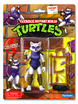 3_toes 4_fingers action_figure anthro arm_wraps barefoot chest_wraps clothed clothing facial_markings feet female fingers fur hair head_markings hindpaw humanoid_hands katana kusarigama leg_wraps leotard markings melee_weapon packaging paws ranged_weapon shuriken solo sword text toes weapon wraps heresy_(artist) teenage_mutant_ninja_turtles alopex arctic_fox canid canine fox mammal true_fox 2025 3:4 english_text hi_res monochrome signature sketch