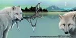 ambiguous_gender antlers black_nose duo feral fluffy fog fur horn jewelry lake looking_at_viewer looking_back moon mountain mouth_hold nature necklace night outside pendant plant reflection scenery sky text tree water wood khaosdog wolf-of-samhain canid canine canis mammal wolf 2009 bust_portrait digital_media_(artwork) digital_painting_(artwork) half-length_portrait painting_(artwork) portrait url