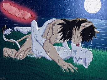 anal anal_penetration anthro anthro_on_anthro anthro_penetrated anthro_penetrating anthro_penetrating_anthro bodily_fluids duo erection fur genital_fluids genitals hair light male male/male male_penetrated male_penetrating male_penetrating_male moon moonlight nude penetration penile penis sex simple_background tail dustin_c mal_(fluorinatedfurry) ross_(fluorinatedfurry) felid feline felis lion mammal pantherine digital_media_(artwork) hi_res father_(lore) father_and_child_(lore) father_and_son_(lore) incest_(lore) parent_(lore) parent_and_child_(lore) parent_and_son_(lore) son_(lore)