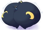 anthro big_butt biped blush bottomless butt clothed clothing huge_butt huge_hips huge_thighs hyper hyper_butt hyper_hips hyper_thighs male simple_background solo thick_thighs topwear wide_hips bebobeblue nintendo pokemon orion_(cumbreonnn) eeveelution generation_2_pokemon pokemon_(species) umbreon 2023 digital_media_(artwork) hi_res