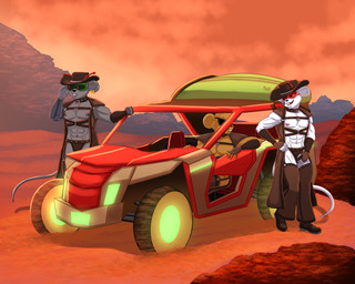 abs anthro clothed clothing cuff_(restraint) desert dune_buggy group harness hat headgear headwear jacket leather leather_clothing leather_cuffs leather_harness leather_hat leather_headgear leather_headwear leather_jacket leather_strap leather_topwear male male/male mars muscular muscular_male nipple_piercing nipple_ring nipples partially_clothed pecs piercing restraints ring_piercing straps topwear trio dgemporium biker_mice_from_mars modo_(bmfm) throttle_(bmfm) vinnie_(bmfm) mammal mouse murid murine rodent 5:4 absurd_res hi_res