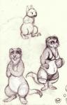 anthro ball belly bottomwear bra breasts clothed clothing female midriff navel open_mouth paws shorts simple_background slightly_chubby smile underwear oddwilds domestic_ferret mammal mustelid musteline rodent sciurid tree_squirrel true_musteline weasel 2015 graphite_(artwork) sketch traditional_media_(artwork)