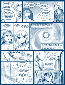 anthro bracelet clothed clothed_human clothed_male clothing dialogue duo eyewear glasses hair jewelry looking_at_viewer lying male mirror on_back open_mouth ponytail reflection robe text under_covers window conditional_dnp tom_fischbach twokinds eric_vaughan zen_(twokinds) canid canine canis human keidran mammal wolf 2026 blue_and_white comic english_text monochrome sketch