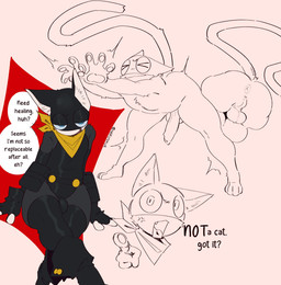 anthro balls black_body black_fur butt clothing femboy fur genitals kerchief leggings legwear male markings mask multicolored_body sitting solo stretching white_body white_fur nerunaur atlus megami_tensei persona_(series) persona_5 sega morgana_(persona) domestic_cat felid feline felis mammal hi_res