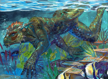 anthro blue_eyes featureless_crotch feral green_body green_scales group horn looking_back male nude scales smile solo_focus swimming tail underwater water sidj-6 bethesda_game_studios microsoft the_elder_scrolls xbox_game_studios raksy_viridis_(raksyviridis) acanthurid aquatic argonian fish moorish_idol regal_tang scalie yellow_tang digital_media_(artwork) hi_res