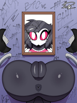 anthro anus big_butt butt female female_anthro free_use genitals grey_body loli nude plump_labia public_use red_sclera solo through_wall vulva white_eyes young young_anthro young_female dn28 hellaverse helluva_boss octavia_(helluva_boss) avian bird demon owl owl_demon 2026 3:4 digital_media_(artwork) hi_res