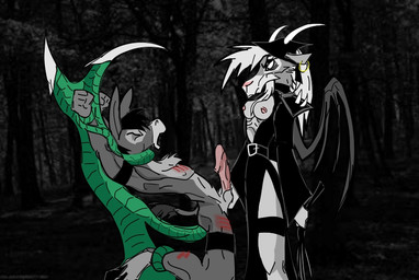 anthro blood bodily_fluids dark dominant dominant_female duo erection fantasy female genitals magic_user male male/female membrane_(anatomy) membranous_wings penis scratches slave submissive submissive_male wings witch setmann123 asinus bovid caprine donkey equid equine goat horse mammal