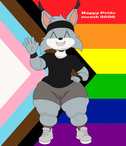 anthro lgbt_pride lgbtq male pride_color_flag pride_colors slim_(spicynslim) solo spicynslim lgbt_pride_month felid feline lynx mammal absurd_res hi_res
