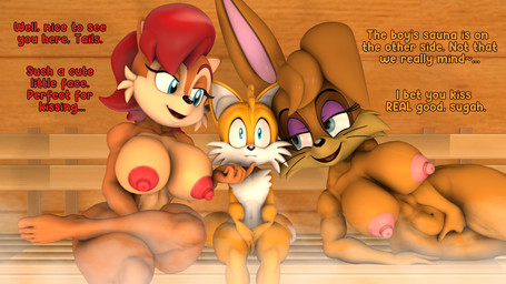 age_difference anthro big_breasts breasts curvy_figure dialogue feet female fingering fingering_self flirting group huge_breasts imminent_sex male male/female masturbation nipples nude older_female sauna teasing text thick_thighs trio voluptuous wide_hipped_female wide_hips young younger_male daemont92 archie_comics sega sonic_the_hedgehog_(archie) sonic_the_hedgehog_(comics) sonic_the_hedgehog_(series) bunnie_rabbot miles_prower sally_acorn canid canine fox lagomorph leporid mammal rabbit rodent sciurid tree_squirrel 16:9 3d_(artwork) digital_media_(artwork) english_text hi_res source_filmmaker_(artwork) widescreen