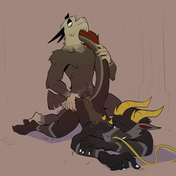 5_fingers anal anal_penetration animal_genitalia animal_penis anthro anthro_on_anthro anthro_penetrated anthro_penetrating anthro_penetrating_anthro black_body black_fur blue_eyes breath brown_body brown_fur brown_penis brown_tail doggystyle duo equine_genitalia equine_penis erection feet fingernails fingers flared_penis floating_eyebrows from_behind_position front_view fur genitals grey_body grey_fur half-closed_eyes hand_on_butt hand_on_tail holding_tail hooves horizontal_pupils horn internal interspecies looking_back looking_down lying male male/male male_penetrated male_penetrating male_penetrating_male medial_ring multicolored_body multicolored_fur nails narrowed_eyes nude on_front one_eye_closed penetration penile penile_penetration penis penis_in_ass plap prone_bone_position pupils sex simple_background tail teeth yellow_horn dracks mythology levi_(dracks) camelid dragon eastern_dragon llama mammal mythological_creature mythological_scalie scalie 1:1 2024 character_request hi_res