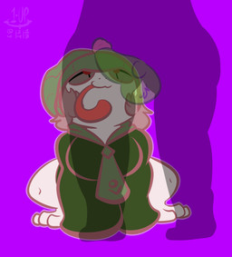 anthro balls clothed clothing duo female genitals hat headgear headwear long_tongue male penis shadow simple_background sitting smile solo_focus tongue tongue_out thefablednekos abigael_(thefablednekos) amphibian frog 2017 dated digital_media_(artwork) hi_res