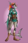 anthro big_breasts breasts cleavage clothed clothing female hair non-mammal_breasts simple_background smile solo ghastlygh abysse_renard_blanc_(ryltar) chloe_culson_(ryltar) fish marine shark 2019 absurd_res digital_media_(artwork) hi_res