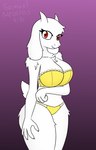 anthro bra clothing female panties solo underwear yellow_bra yellow_clothing yellow_panties yellow_underwear samuel-neocros deltarune undertale_(series) toriel boss_monster_(undertale) bovid caprine goat mammal