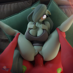 anthro anthro_on_anthro anthro_penetrated anthro_penetrating anthro_penetrating_anthro anthrofied bed bedroom_sex big_breasts black_vulva blush bodily_fluids bottomless bottomless_female breasts cleavage clothed clothing colored_nails cutie_mark dominant dominant_anthro dominant_male duo erection female female_anthro female_on_anthro female_penetrated first_person_view furniture genitals grey_body grey_skin hair hair_over_eye hands_on_legs hands_on_thighs holding_both_legs holding_both_thighs holding_leg holding_thigh humanoid_genitalia humanoid_penis leg_grab looking_at_viewer lying male male/female male_anthro male_on_anthro male_penetrating male_penetrating_anthro male_penetrating_female male_pov multicolored_hair nails nude_male on_back on_bed penetration penile penile_penetration penis penis_in_vagina piledriver_position pillow purple_eyes red_body red_skin sex sex_on_bed shirt shirt_only spread_legs spreading submissive submissive_anthro submissive_female sweat tank_top tank_top_only teeth thick_thighs thigh_grab topwear topwear_only two_tone_hair two_tone_tail vaginal vaginal_penetration vulva hooves-art friendship_is_magic hasbro my_little_pony big_macintosh_(mlp) marble_pie_(mlp) earth_pony equid equine horse mammal pony 3d_(artwork) absurd_res blender_(artwork) digital_media_(artwork) hi_res