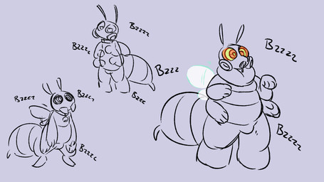 4_arms 6_limbs ambiguous_gender antennae_(anatomy) anthro bell bell_collar biped bodily_fluids buzzing clothing collar drone dronification drooling half-closed_eyes hunched_over hypnotic_visor latex latex_clothing latex_skinsuit male mind_control multi_arm multi_limb narrowed_eyes null_bulge onomatopoeia overweight ringed_eyes saliva sex_toy skinsuit slightly_chubby solo sound_effects stinger stinger_tail stripes tail text tight_clothing vibrating vibrator vowelless vowelless_sound_effect wings hypnosnack arthropod bee hymenopteran insect 16:9 digital_media_(artwork) hi_res widescreen