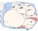 2_toes 5_fingers anthro appliance belly beverage big_belly big_bulge big_butt big_muscles big_nipples big_pecs bulge butt clothing container detailed_bulge drinking eyes_closed feet fingers fridge fur gainer holding_beverage holding_jug holding_object huge_belly huge_bulge huge_muscles huge_pecs hyper hyper_belly hyper_muscles hyper_pecs kitchen_appliance love_handles male milk_container milk_jug moobs morbidly_obese morbidly_obese_anthro morbidly_obese_male musclegut muscular muscular_anthro muscular_male navel nipples obese obese_anthro obese_male overweight overweight_anthro overweight_male pecs pink_nipples protein red_clothing red_thong red_underwear solo spots thick_thighs thong toes underwear white_body white_fur bughemoth gomad bovid bovine cattle mammal