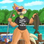 anthro bottomless bottomless_anthro bottomless_female clock clothed clothing cloud cooler eyelashes eyewear female fishing fishing_rod genitals graphic_tee grey_eyes head_accessory head_tuft holding_fish holding_object lgbt_pride looking_at_viewer multi_tail orange_body outside pansexual_pride_colors plant pokeball pride_colors pussy river shirt shirt_only smile smiling_at_viewer solo standing sticker sunglasses sunglasses_on_face t-shirt t-shirt_only tail text text_on_clothing text_on_shirt text_on_topwear topwear topwear_only tree tuft watch water ninjatreecko bad_dragon nintendo pokemon aki_waihana asterozoan buizel echinoderm fish generation_4_pokemon mammal marine mustelid pokemon_(species) starfish 1:1 hi_res