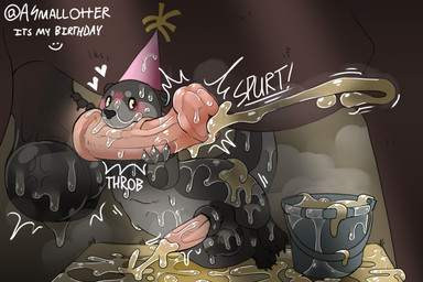 anatomically_correct anatomically_correct_genitalia animal_genitalia animal_penis anthro aroused ball_size_difference balls big_balls birthday black_body black_fur blush blush_lines bodily_fluids body_worship brown_body brown_fur bucket butt clothing container cum cum_covered cum_drip cum_in_bucket cum_in_container cum_on_body cum_on_butt cum_on_penis cum_pooling cumshot dark_balls dripping duo ejaculation equine_genitalia equine_penis erection excessive_cum excessive_genital_fluids excessive_sweat fellatio feral fur genital_fluids genital_worship genitals grey_body grey_fur handjob hat hay hay_bale headgear headwear heart_symbol huge_balls licking light_shafts looking_at_viewer lying male male/male messy musk musky_balls musky_cum musky_penis on_side onomatopoeia oral party_hat penile penis penis_lick penis_size_difference penis_worship servicing_from_below sex sheath size_difference solo_focus sound_effects steamy_cum sweat sweatdrop sweaty_balls sweaty_body sweaty_butt sweaty_genitalia sweaty_legs sweaty_thighs tapering_penis text throbbing throbbing_balls throbbing_penis tongue underneath underneath_another vein veiny_penis asmallotter alex_(asmallotter) equid equine horse lontra mammal mustelid north_american_river_otter otter river_otter 3:2