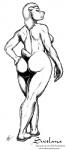 2012 anthro bear big_butt biped black_and_white breasts butt cats_n'_cameras cirrel digital_drawing_(artwork) digital_media_(artwork) female full-length_portrait grin hair hand_on_hip hindpaw huge_butt looking_at_viewer looking_back mammal monochrome nude paws portrait rear_view short_hair short_tail side_boob smile solo standing svetlana_(cnc) tail thick_thighs wide_hips