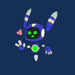 ambiguous_gender blue_body blue_skin gesture green_eyes heart_symbol machine screen solo waving white_body white_skin yellow_body yellow_skin daxterdoodle assault_android_cactus robot 1:1 alpha_channel character_request