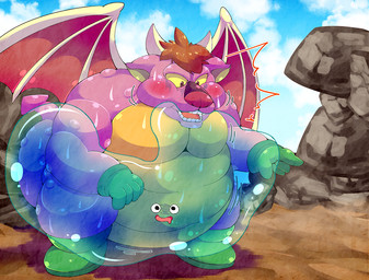 ambiguous_gender anthro duo force_feeding forced inflation male overweight slime weight_gain cosith dragon_quest mythology square_enix archdemon dragon mythological_creature mythological_scalie scalie slime_(blob) slime_(dragon_quest)