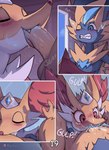 anthro balls bathing bathroom blue_glans bodily_fluids breasts cum cum_in_mouth cum_inside dialogue fangs fellatio female fur genital_fluids genitals glans head_grab headgear humanoid_genitalia humanoid_penis male male/female medium_breasts motion_lines oral penile penis pokemorph sex shaded_background surprise_sex surprised teeth text tongue wall_(structure) water white_body white_fur agious nintendo pokemon veyneria_(agious) canid canine delphox felid feline generation_6_pokemon generation_7_pokemon legendary_pokemon mammal pokemon_(species) zeraora 2025 comic digital_drawing_(artwork) digital_media_(artwork) english_text hi_res shaded