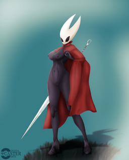 belly black_nipples breasts dark_body dark_nipples dark_skin female hornet's_needle knight medium_breasts navel nipples slim solo warrior ccaster hollow_knight:_silksong hollow_knight_(franchise) team_cherry hornet_(hollow_knight) arthropod absurd_res hi_res source_request