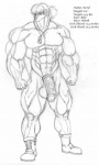 abs anthro ball dog_tags genitals half-erect humanoid_genitalia humanoid_penis male muscular muscular_anthro muscular_male penis pose presenting solo text icewolf felid mammal 3:5 english_text monochrome