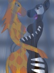 anthro breasts duo female female/female horn nipples nude ossicone shower side_boob tail brandonerd1991 cartoon_network my_gym_partner's_a_monkey fan_character ingrid_giraffe sable_(characters) sable_okapi giraffe giraffid mammal okapi