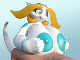 anthro areola big_breasts big_tail blonde_eyebrows blonde_hair blue_eyes breast_play breasts eyebrows faceless_character faceless_male female hair holding_breast horn huge_breasts huge_tail lying male male/female markings nipples on_back one_eye_closed sex tail titfuck white_body wink yellow_eyes idsaybucketsofart mythology aijou dragon human jou mammal mythological_creature mythological_scalie scalie 2017 3d_(artwork) 4:3 digital_media_(artwork) unavailable_at_source