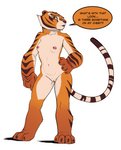 2020 absurd_res anthro big_hands breasts brown_body brown_fur claws color_edit colored dialogue digital_media_(artwork) dreamworks english_text feet felid female fur genitals hi_res kung_fu_panda looking_at_viewer mammal master_tigress navel nipples nude oblivious orange_body orange_fur pantherine pose pussy red_eyes sabrotiger simple_background small_breasts solo standing stripes text thick_arms third-party_edit tiger toe_claws white_body white_fur yellow_sclera