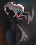 2023 4:5 anthro areola barely_visible_genitalia barely_visible_pussy big_breasts black_body black_nipples blue_sclera breasts conditional_dnp darkrai digital_media_(artwork) digital_painting_(artwork) female generation_4_pokemon genitals hair hi_res legendary_pokemon looking_at_viewer nintendo nipples nude paradoxing pokemon pokemon_(species) pussy seductive signature solo thick_thighs white_hair wide_hips